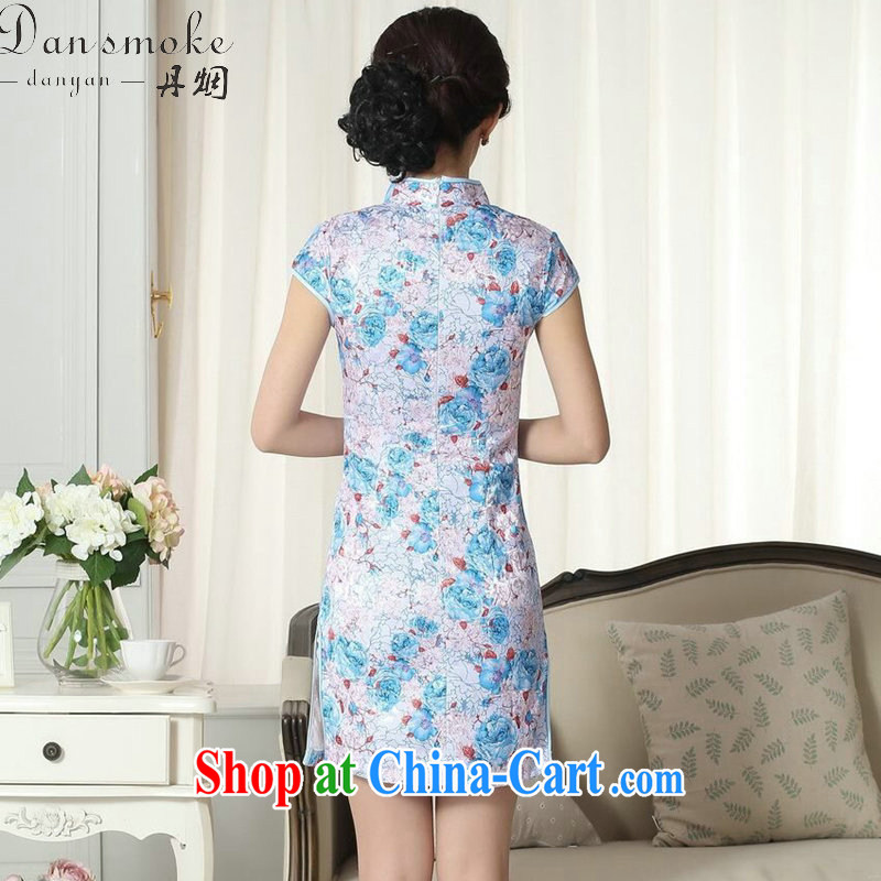 Dan smoke lady stylish summer dresses Women's clothes jacquard cotton cultivating short cheongsam dress new Chinese, for a tight outfit such as the color 2 XL, Bin Laden smoke, shopping on the Internet