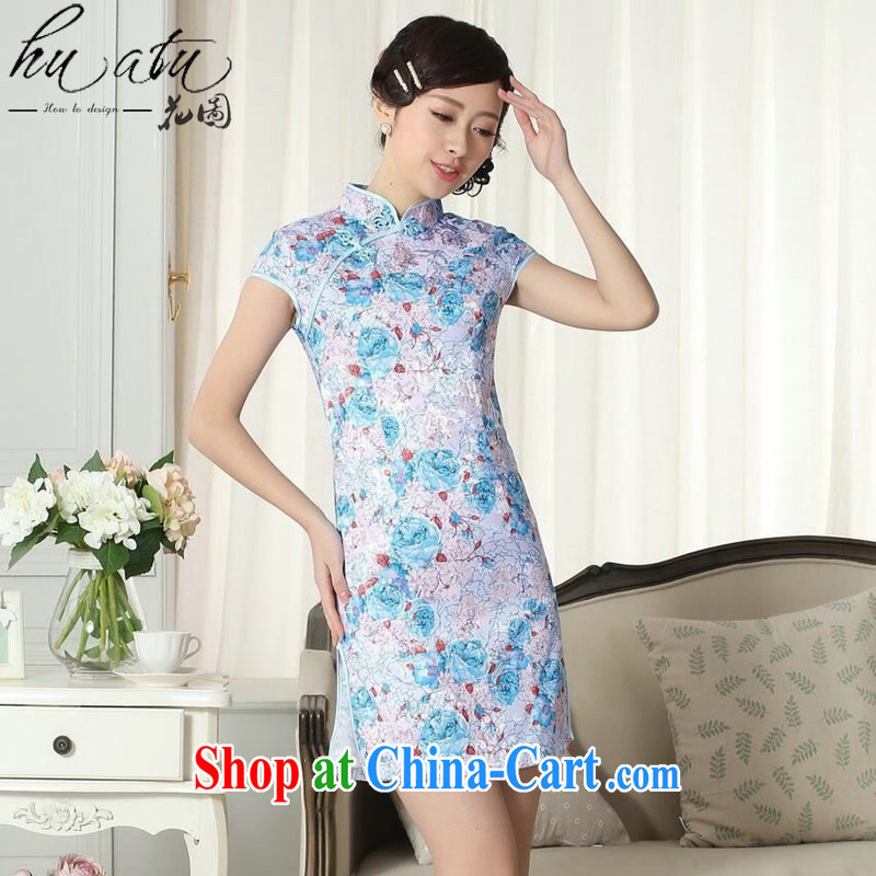 Take the lady and stylish summer dresses Women's clothes jacquard cotton cultivating short cheongsam dress new Chinese, for a tight outfit such as the color 2 XL, figure, and, shopping on the Internet