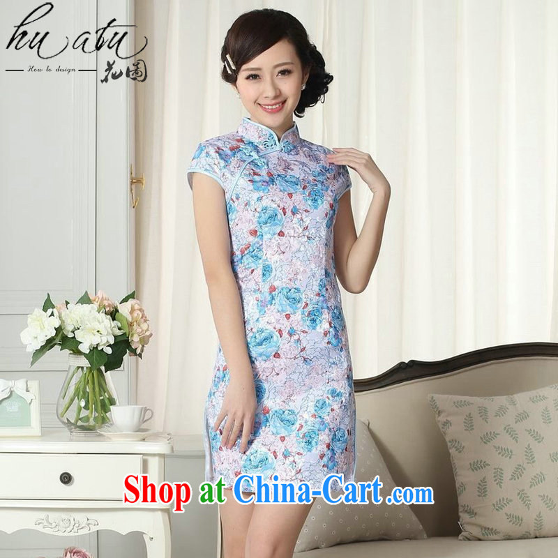 Take the lady and stylish summer dresses Women's clothes jacquard cotton cultivating short cheongsam dress new Chinese, for a tight outfit such as the color 2 XL, figure, and, shopping on the Internet