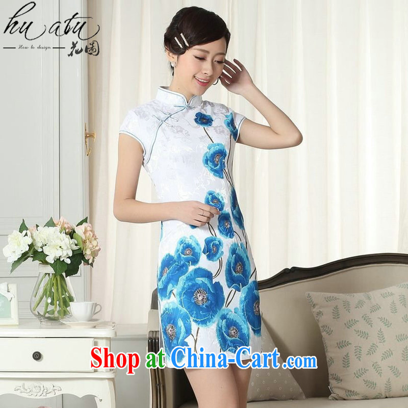 spend the summer dresses Women's clothes everyday stylish jacquard cotton cultivating short cheongsam dress new Chinese, Traditional costumes for dress as shown color 2 XL, spend, and, shopping on the Internet
