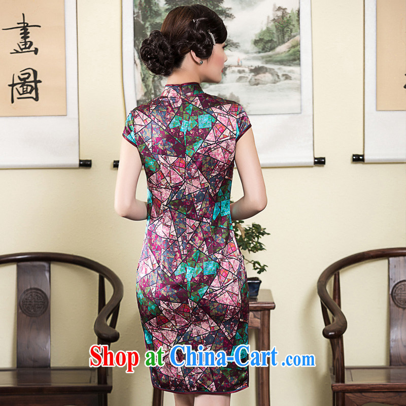 Yin Yue seal 2015 spring and summer, diamond heavy Silk Cheongsam dress improved cultivating retro sauna silk dress cheongsam picture color XXL seal, Yin Yue, shopping on the Internet