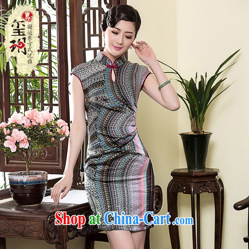 Yin Yue seal 2015 heavy Silk Cheongsam dress short-sleeved, improved fashion style retro everyday, dress skirt picture color M seal, Yin Yue, shopping on the Internet