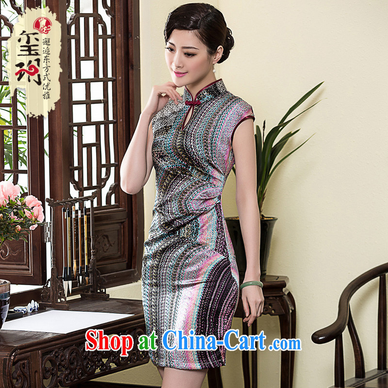 Yin Yue seal 2015 heavy Silk Cheongsam dress short-sleeved, improved fashion style retro everyday, dress skirt picture color M seal, Yin Yue, shopping on the Internet