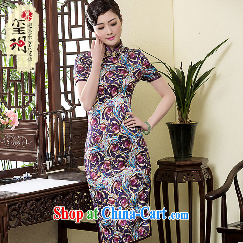 Yin Yue seal 2015 heavy silk stamp improved cheongsam dress everyday, Korea, Chinese Chinese cheongsam dress picture color L seal, Yin Yue, shopping on the Internet