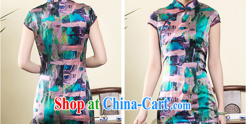 Yin Yue seal 2015 spring and summer New Silk Cheongsam daily short-sleeve Ethnic Wind cheongsam dress Stylish retro improved picture color XL pictures, price, brand platters! Elections are good character, the national distribution, so why buy now enjoy more preferential! Health