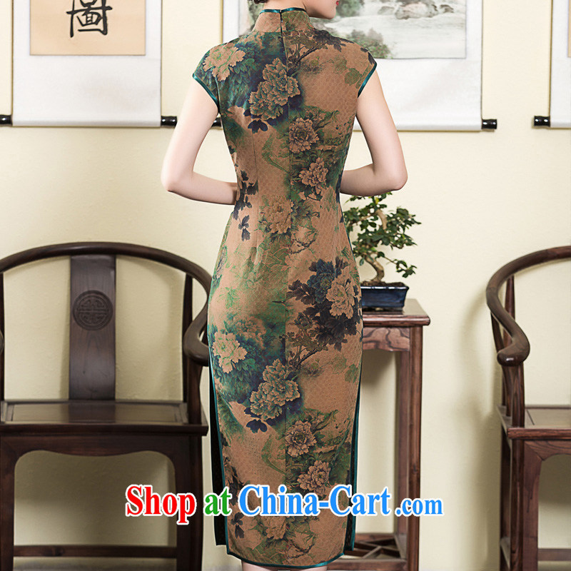 Seal 2015 Yin Yue Hong Kong cloud yarn long, improved cheongsam retro elegant silk short-sleeved summer dress picture color L pre-sale 15 days, seal Yin Yue, shopping on the Internet