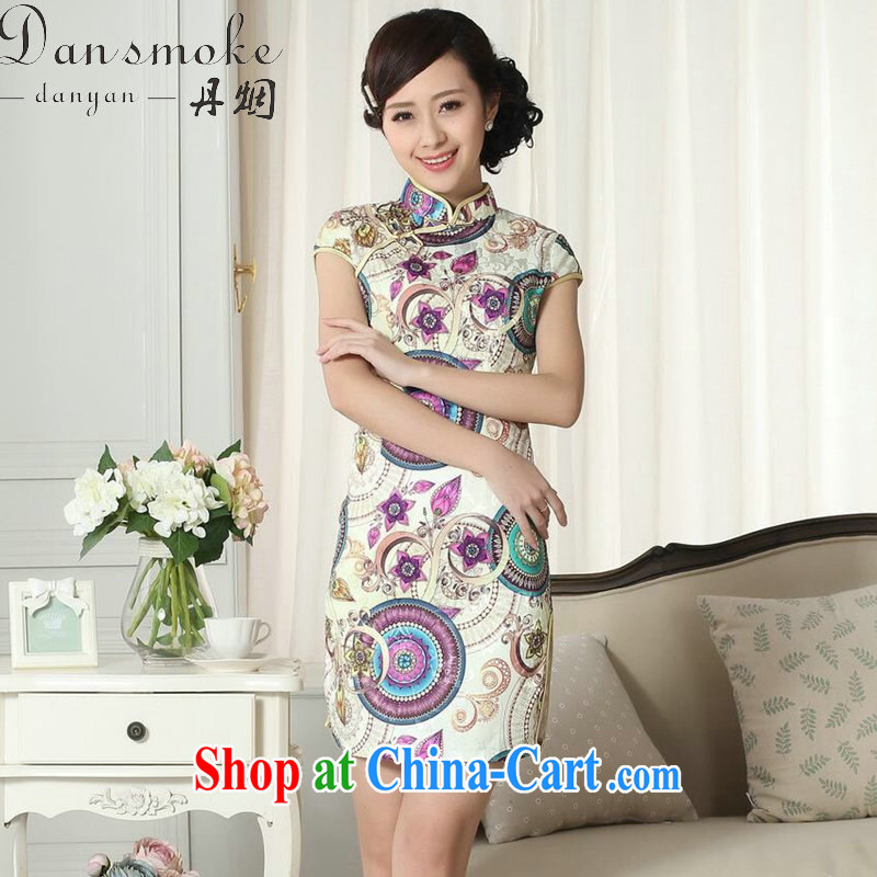 Bin Laden smoke improved retro dresses summer stylish jacquard cotton cultivating everyday dresses skirts female new Chinese leader, qipao gown as shown color 2 XL
