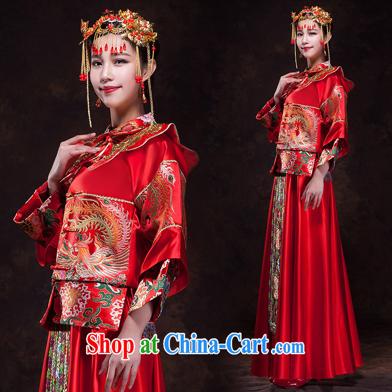 In Luang Prabang in 2015 OF NEW Su-wo Service Bridal wedding dresses long sleeved toast dress uniform use Phoenix Chinese woman wedding winter XL, Luang Prabang, and shopping on the Internet
