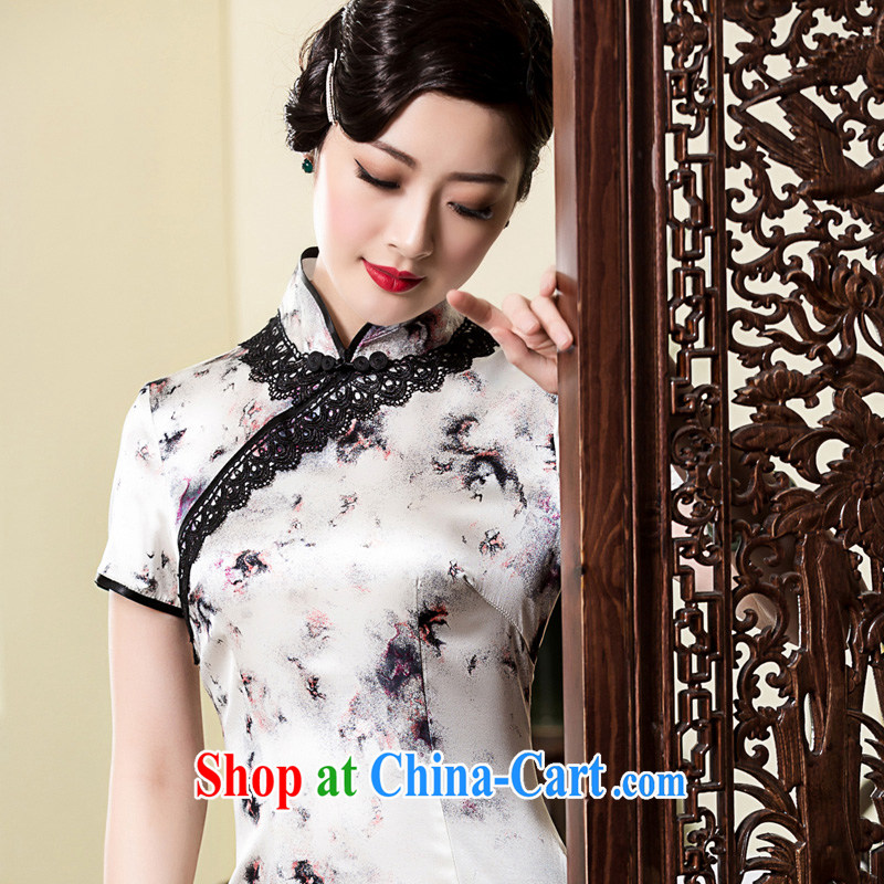 Yin Yue seal 2015 spring and summer new retro Silk Cheongsam dress Korea improved lace edge elegant and exclusive dresses picture color XL pre-sale 20 days, seal Yin Yue, shopping on the Internet