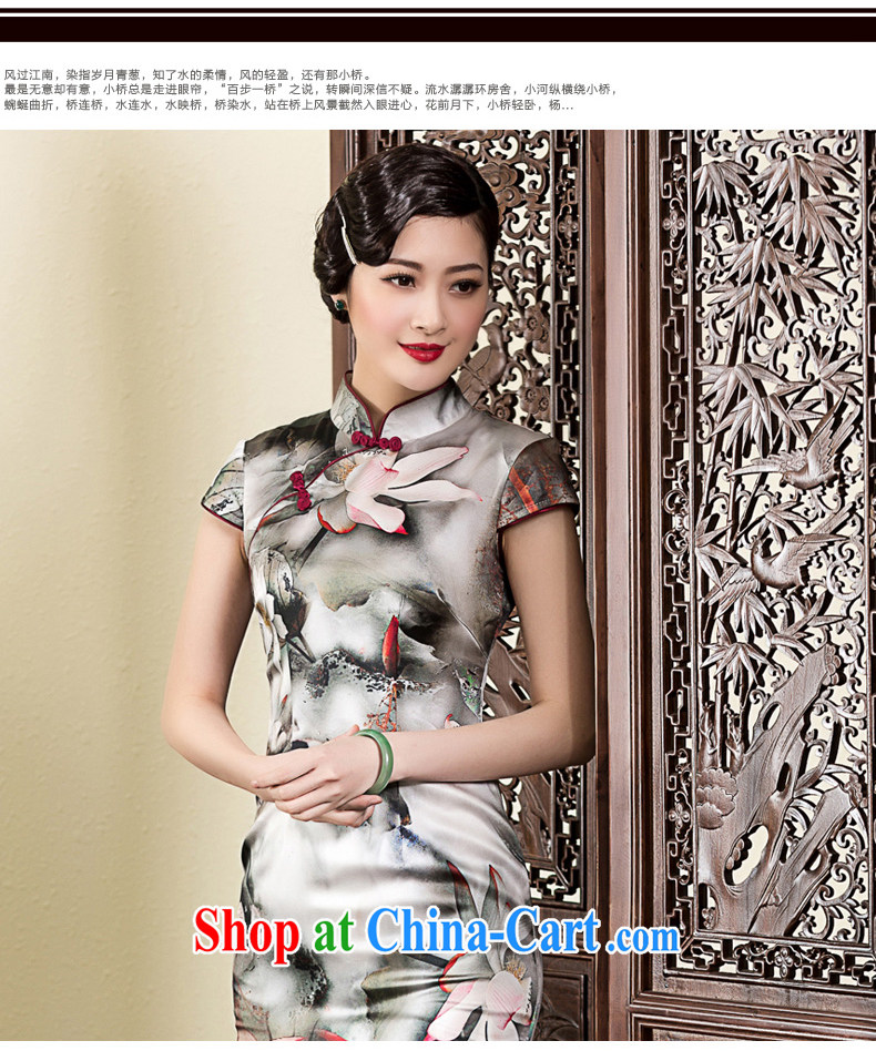 Seal 2015 confirming the lotus Silk Cheongsam beauty everyday, Elegance improved cheongsam dress picture color XL pictures, price, brand platters! Elections are good character, the national distribution, so why buy now enjoy more preferential! Health