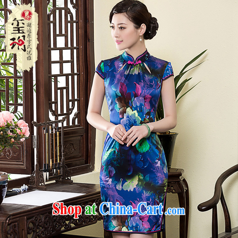 Yin Yue seal 2015 New Silk daily improved cheongsam name Yuan National Annual Meeting banquet retro elegant qipao dress picture color XL seal, Yin Yue, shopping on the Internet