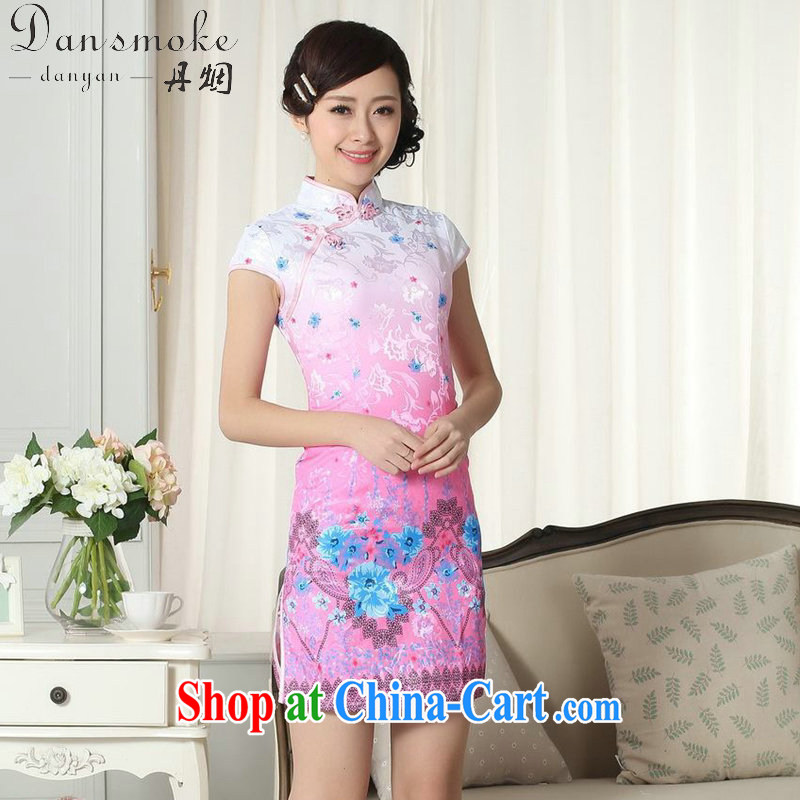 Bin Laden smoke-free summer new female lady stylish jacquard cotton cultivating short cheongsam dress new Chinese, for goods such as dresses the color 2 XL, bin Laden smoke, shopping on the Internet