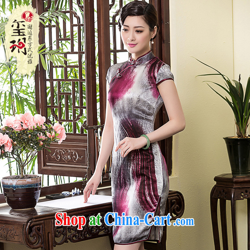 Yin Yue seal 2015 spring and summer new Korea Heavy Silk Cheongsam dress the forklift truck antique qipao gown Chinese picture color XL seal, Yin Yue, shopping on the Internet