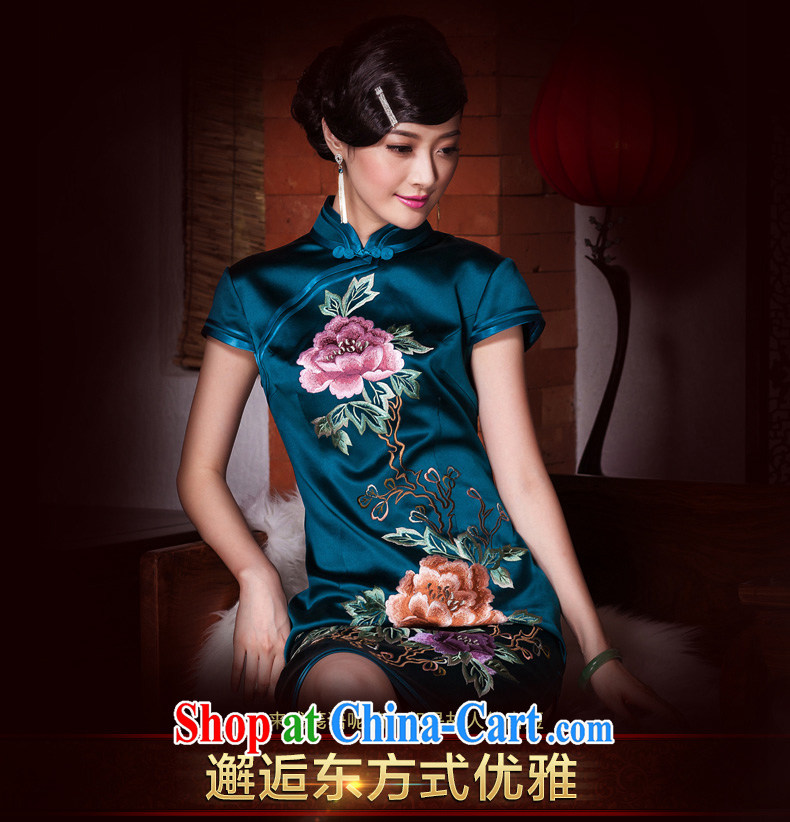 Seal 2015 confirming the Satin silk embroidery cheongsam upscale Ethnic Wind improved manual and embroidery, stylish dresses picture color XL pictures, price, brand platters! Elections are good character, the national distribution, so why buy now enjoy more preferential! Health