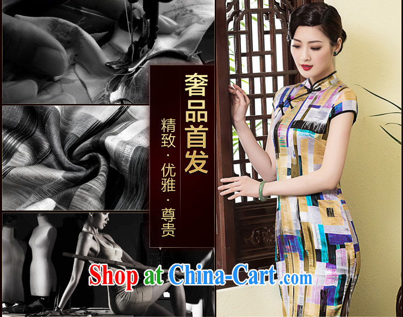 Yin Yue seal 2015 heavy silk sauna summer Silk Cheongsam improved, stamp daily short cheongsam dress picture color L pictures, price, brand platters! Elections are good character, the national distribution, so why buy now enjoy more preferential! Health