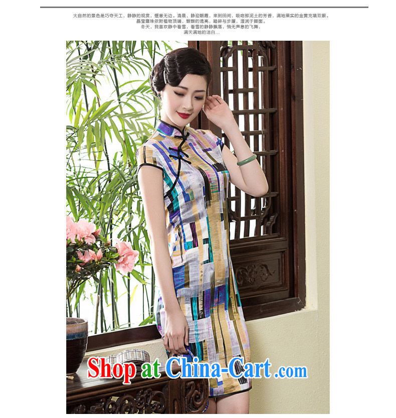 Yin Yue seal 2015 heavy silk sauna summer Silk Cheongsam improved, stamp daily short cheongsam dress picture color L pictures, price, brand platters! Elections are good character, the national distribution, so why buy now enjoy more preferential! Health