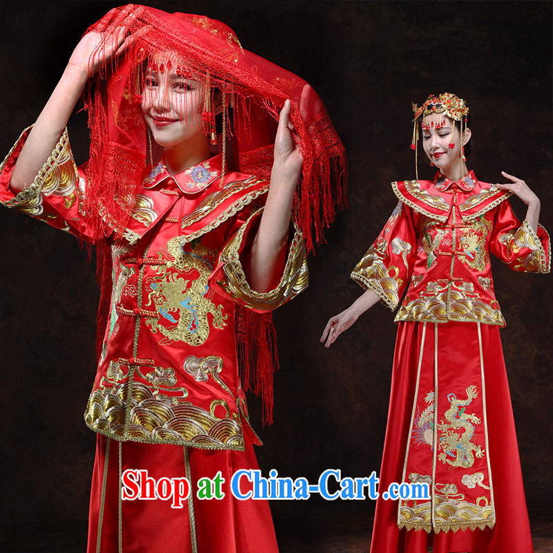 In Luang Prabang in 2015 OF NEW Su-wo Service Bridal Chinese Dress toast winter clothing cheongsam Phoenix use long-sleeved retro married Yi XL, Luang Prabang, and shopping on the Internet