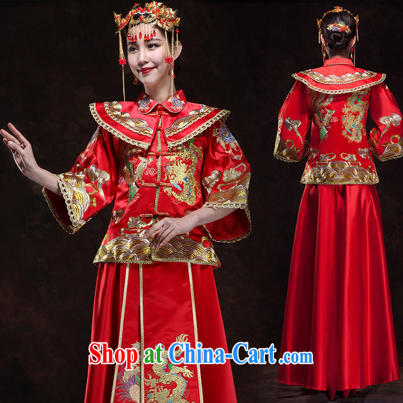 In Luang Prabang in 2015 OF NEW Su-wo Service Bridal Chinese Dress toast winter clothing cheongsam Phoenix use long-sleeved retro married Yi XL, Luang Prabang, and shopping on the Internet