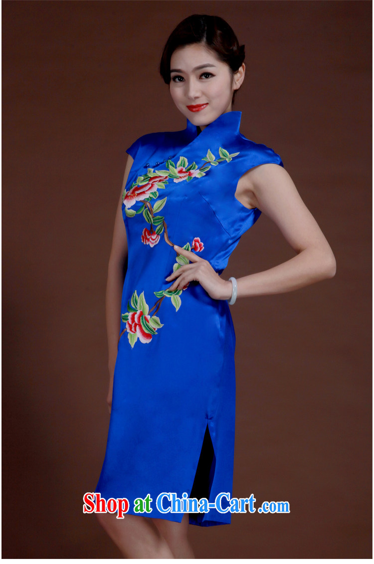 once and for all, royal blue improved, embroidery short cheongsam heavy silk embroidered Chinese clothing qipao manually blue tailored 20 Day Shipping pictures, price, brand platters! Elections are good character, the national distribution, so why buy now enjoy more preferential! Health