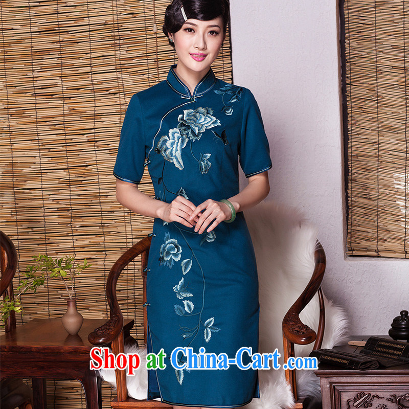 Yin Yue seal winter 2015 new banquet embroidery high-end dresses elegant improvement Ms. cuff cheongsam dress picture color XL seal, Yin Yue, shopping on the Internet