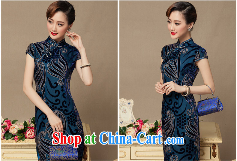 Yin Yue seal 2015 summer short cheongsam Korea skirt retro banquet toast serving daily improved cheongsam Ms. blue bottom M pictures, price, brand platters! Elections are good character, the national distribution, so why buy now enjoy more preferential! Health