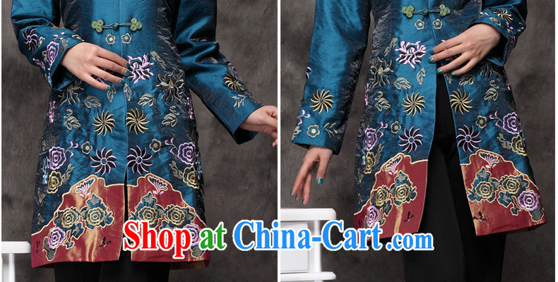 Yin Yue seal 2015 winter Chinese national code jacket retro, mom with Chinese Embroidery T-shirt-tie turquoise L pictures, price, brand platters! Elections are good character, the national distribution, so why buy now enjoy more preferential! Health