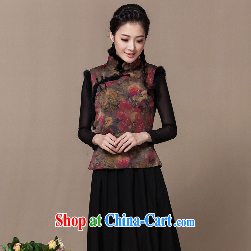 Yin Yue seal winter 2015 new Hong Kong cloud yarn antique Chinese vest silk Chinese qipao, a T-shirt picture color M seal, Yin Yue, shopping on the Internet