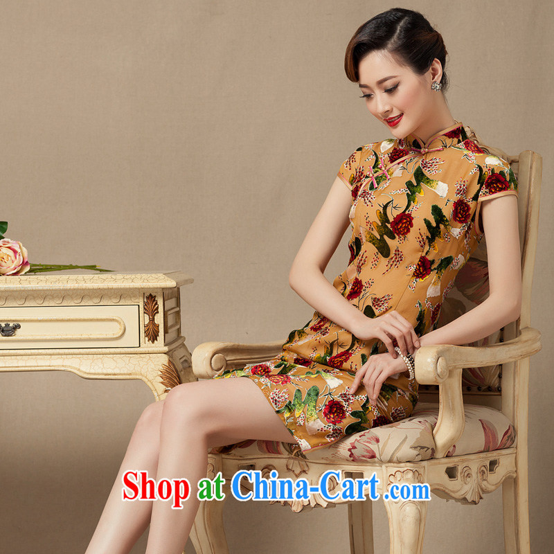 Yin Yue seal 2015 summer wool dresses daily improved dress China wind, lint-free cloth, antique cheongsam dress blue XXL seal, Yin Yue, shopping on the Internet