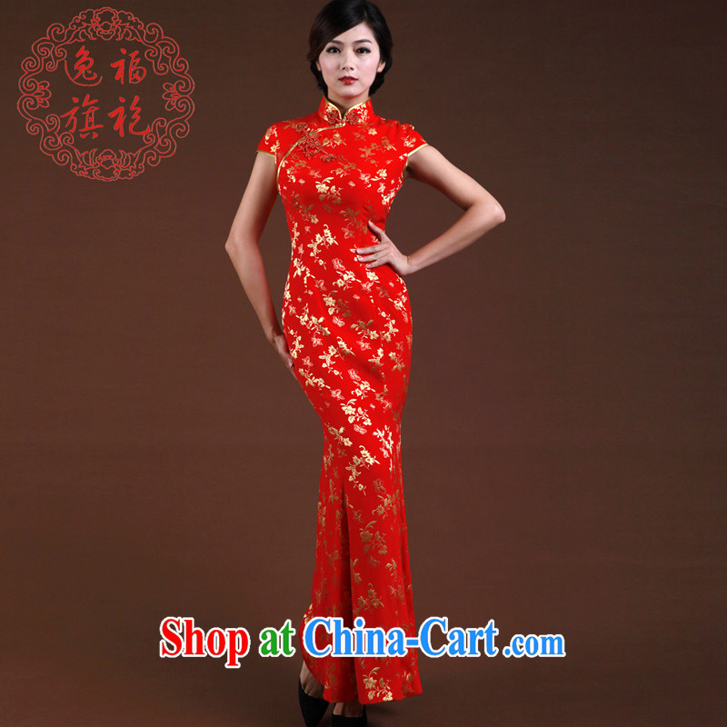 once and for all, Autumn new cheongsam silk crowsfoot, dresses red bride toast with his Chinese Dress red tailored 10 day shipping