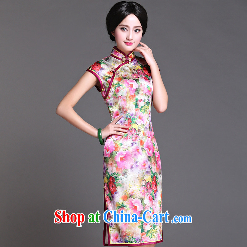 China classic 2015 spring and summer Daily Beauty Ms. Chinese cheongsam dress improved stylish art short, Chun Tao XXXL, China Classic (HUAZUJINGDIAN), online shopping
