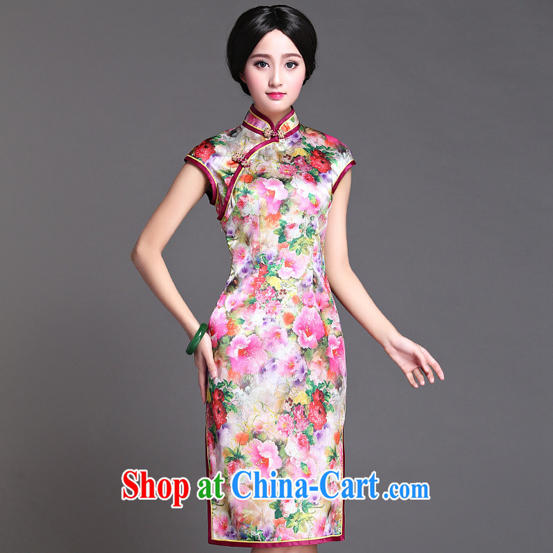 China classic 2015 spring and summer Daily Beauty Ms. Chinese cheongsam dress improved stylish art short, Chun Tao XXXL, China Classic (HUAZUJINGDIAN), online shopping