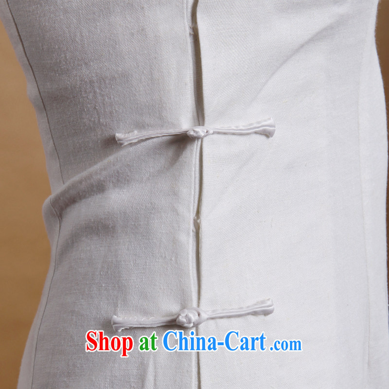 once and for all, daily outfit, long white cotton Ma Sau San retro new dresses original improved advanced custom white M once and for all, well (EFU), online shopping