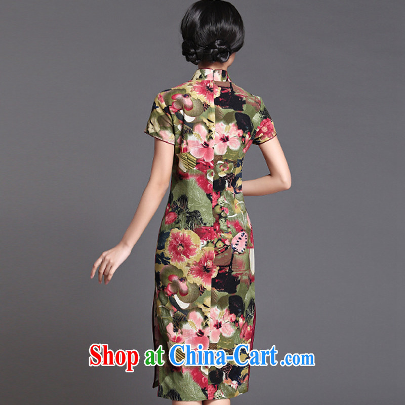 The Commission cotton cheongsam dress summer improved daily Ms. MMQP load 805 green XXL, CHOSHAN LADIES, shopping on the Internet
