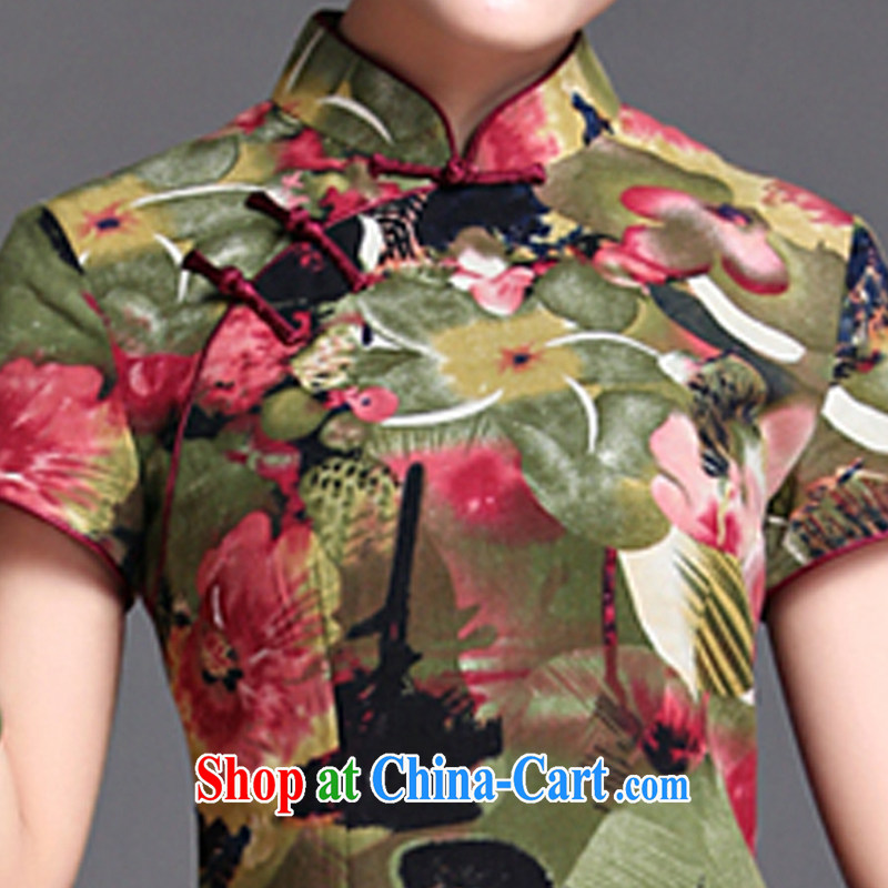 The Commission cotton cheongsam dress summer improved daily Ms. MMQP load 805 green XXL, CHOSHAN LADIES, shopping on the Internet