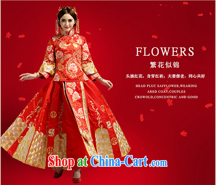 Mu Yao 2015 new Chinese bride's high-end show groups serving Phoenix and long, long-sleeved wedding toast clothing spring and summer manual embroidery large, thick pregnant women 2 piece 1150 luxury embroidery skirt swing M brassieres 90 CM pictures, price, brand platters! Elections are good character, the national distribution, so why buy now enjoy more preferential! Health