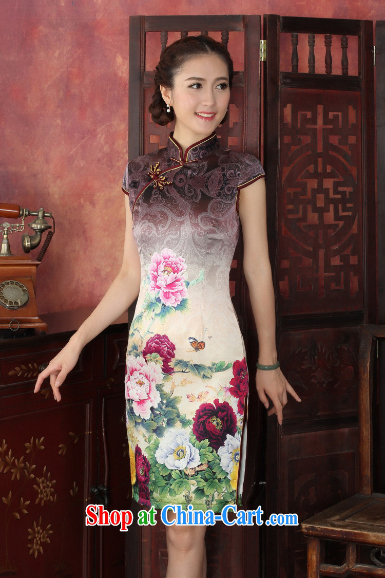 Take the silk cheongsam dress the Summer dresses girls the color day Hong Kong Peony sauna Silk Cheongsam classic retro dresses dress the color day Hong Kong Peony 2 XL pictures, price, brand platters! Elections are good character, the national distribution, so why buy now enjoy more preferential! Health