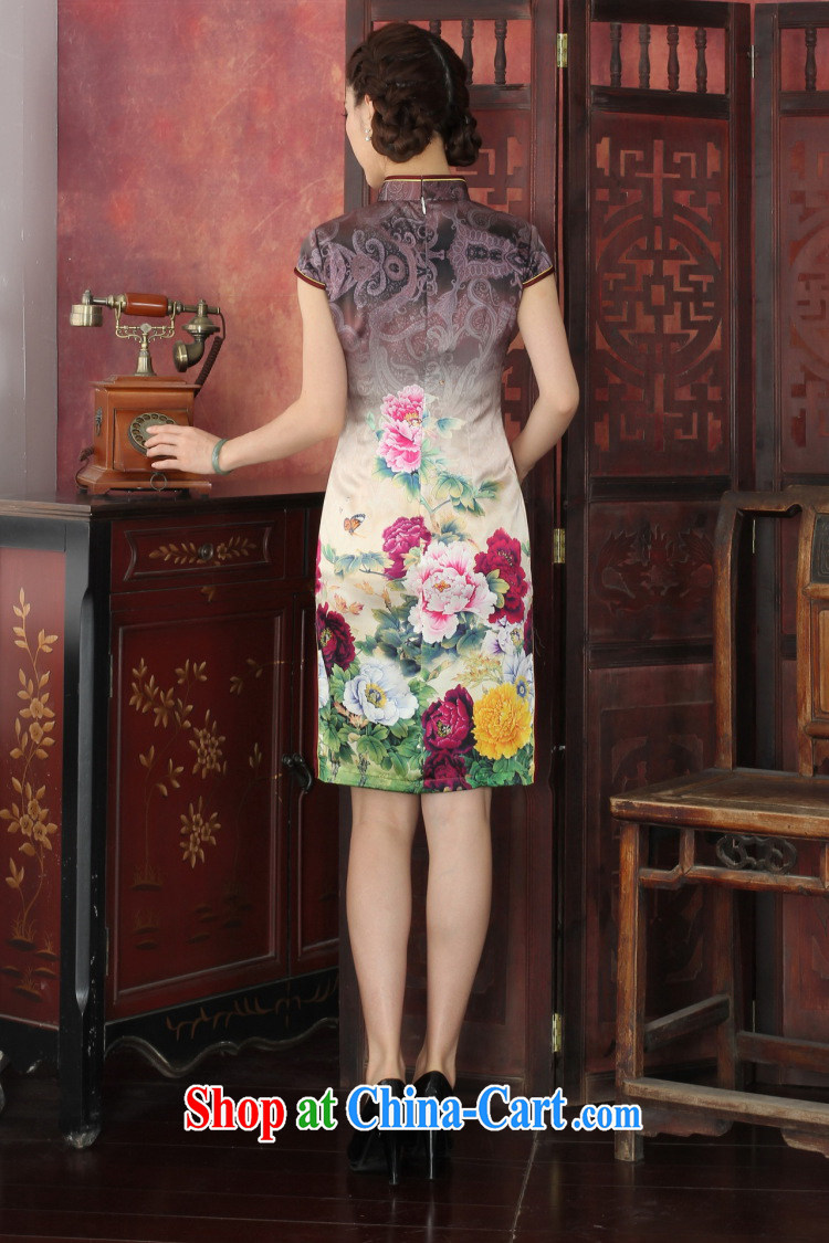 Bin Laden smoke Silk Cheongsam position summer dresses female state color day Hong Kong Peony sauna Silk Cheongsam classic retro dresses dress the color day Hong Kong Peony 2 XL pictures, price, brand platters! Elections are good character, the national distribution, so why buy now enjoy more preferential! Health