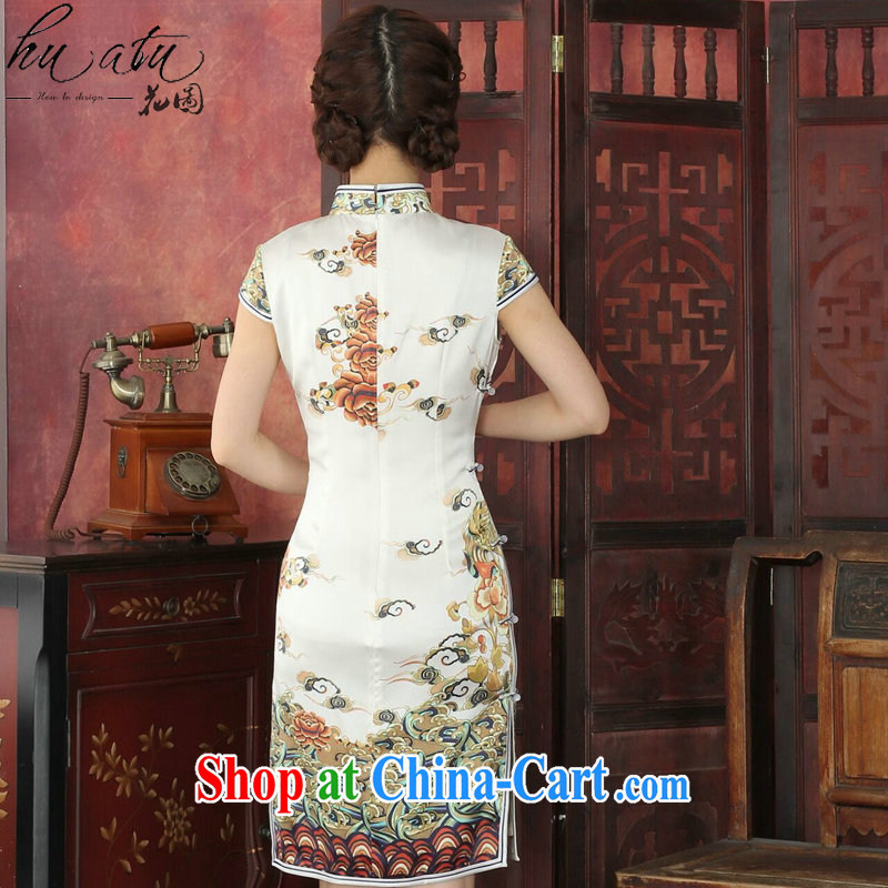 Take the new summer Silk Cheongsam female noble positioning cheongsam Xiangyun retro 3 piping sauna Silk Cheongsam banquet Xiangyun 2XL, spend figure, shopping on the Internet