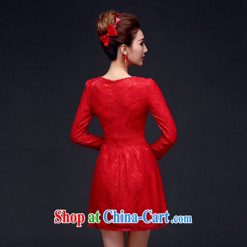 A good service is 2015 new autumn and winter bridal red wedding dress long-sleeved lace-back-door robes bows serving long-sleeved 2XL - 46, good service, and, shopping on the Internet