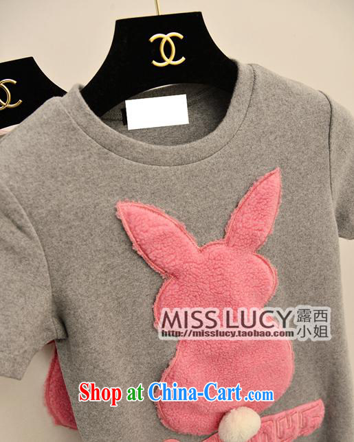 September 2015 fashion spring new Korean 100 ground on three-dimensional rabbit hair ball letters on the spring beauty graphics thin short-sleeve shirt T white are code pictures, price, brand platters! Elections are good character, the national distribution, so why buy now enjoy more preferential! Health