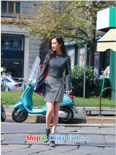 Qin Qing store spring loaded European site Fashion Week street a young star power with stylish long-sleeved T-shirt + checkered skirt G 140 dark gray L pictures, price, brand platters! Elections are good character, the national distribution, so why buy now enjoy more preferential! Health