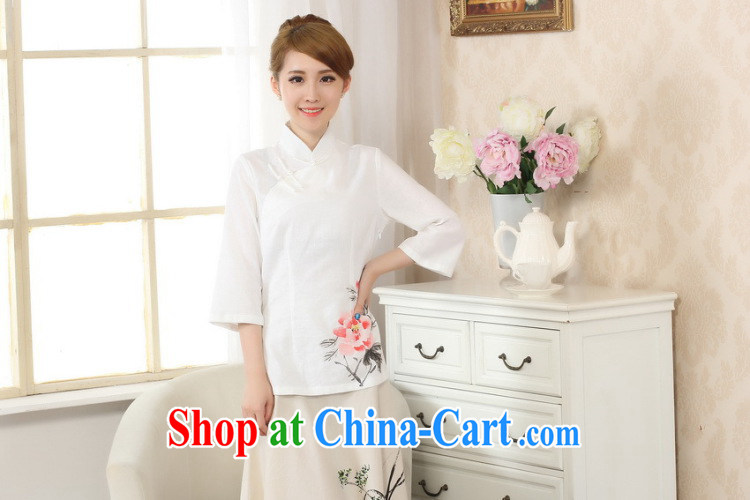 Allow Ms. Jing Tang Women's clothes summer T-shirt, cotton for the hand-painted Chinese Han-female improved Tang in cuff - A blue 2 XL pictures, price, brand platters! Elections are good character, the national distribution, so why buy now enjoy more preferential! Health