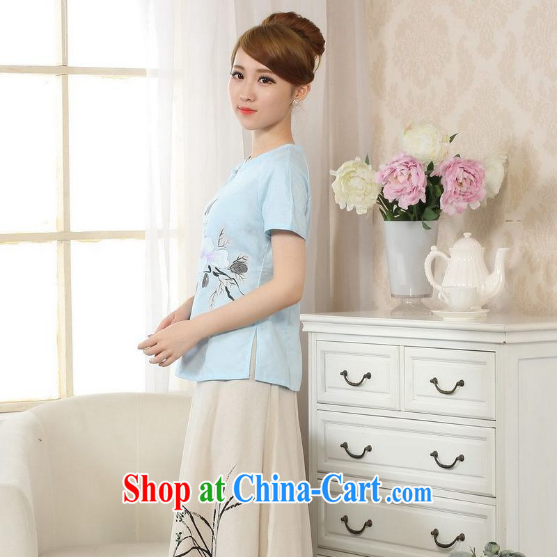 Again, Ms. Jing Tang Women's clothes summer T-shirt short-sleeved cotton Ma hand-painted shirt ethnic wind women picture color 2 XL, facilitating Jing, shopping on the Internet