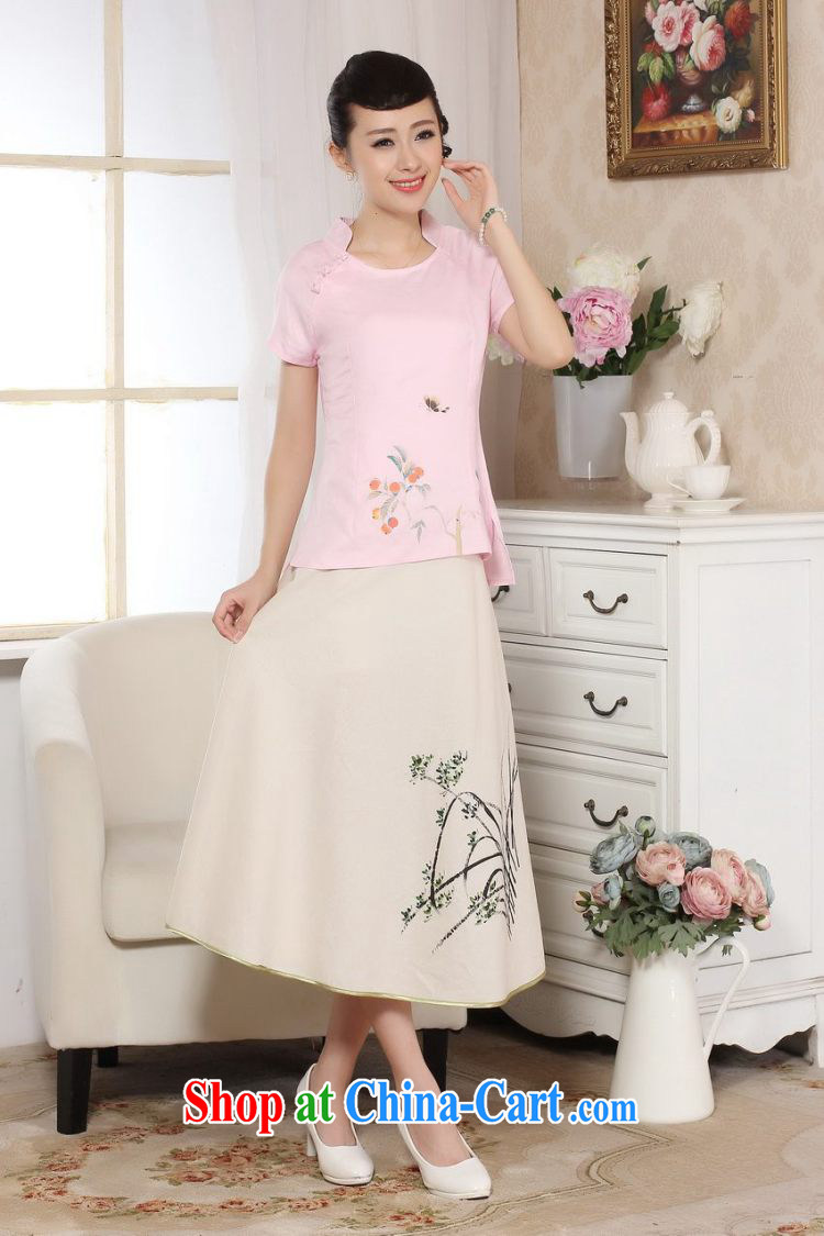 Again, Ms. Jing Tang Women's clothes summer wear T-shirt, cotton for the hand-painted Chinese Han-female improved Chinese short-sleeved pink 2 XL pictures, price, brand platters! Elections are good character, the national distribution, so why buy now enjoy more preferential! Health