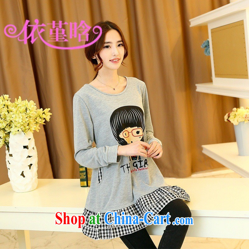 9 month dress (527,706 -- Spring 2015 the new Korean version with figures Avatar thick MM loose video thin solid T shirt light gray XXXL, A . J . BB, shopping on the Internet