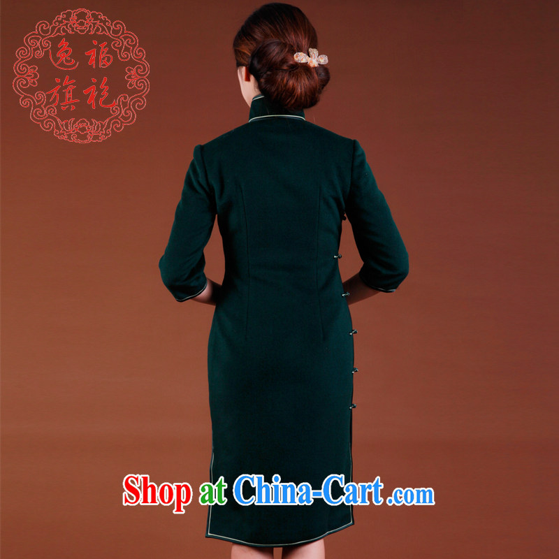 once and for all and well advanced customization new 2015 spring dark green cashmere robes of Korea sepia, long-sleeved dresses and winter dark tailored 15 Day Shipping, once and for all (EFU), and shopping on the Internet