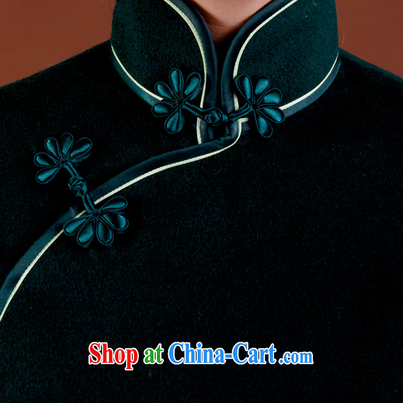 once and for all and well advanced customization new 2015 spring dark green cashmere robes of Korea sepia, long-sleeved dresses and winter dark tailored 15 Day Shipping, once and for all (EFU), and shopping on the Internet
