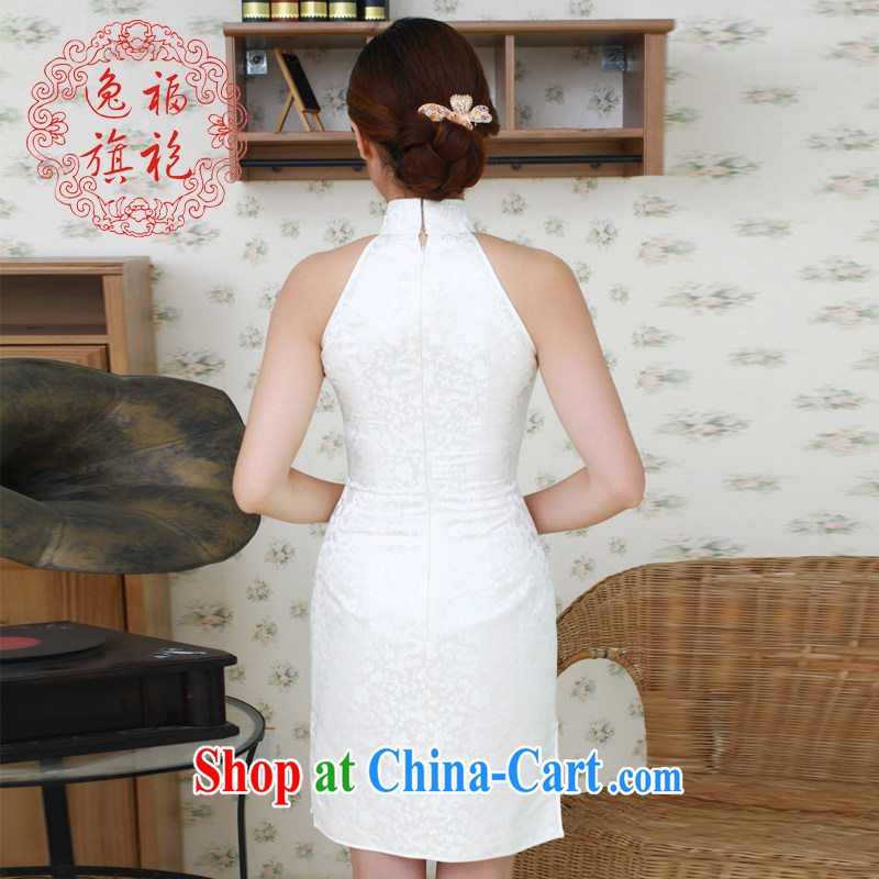 once and for all, white dresses, short star with Chinese small dress damask silk cheongsam manual for custom white tailored 10 Day Shipping, once and for all (EFU), and shopping on the Internet