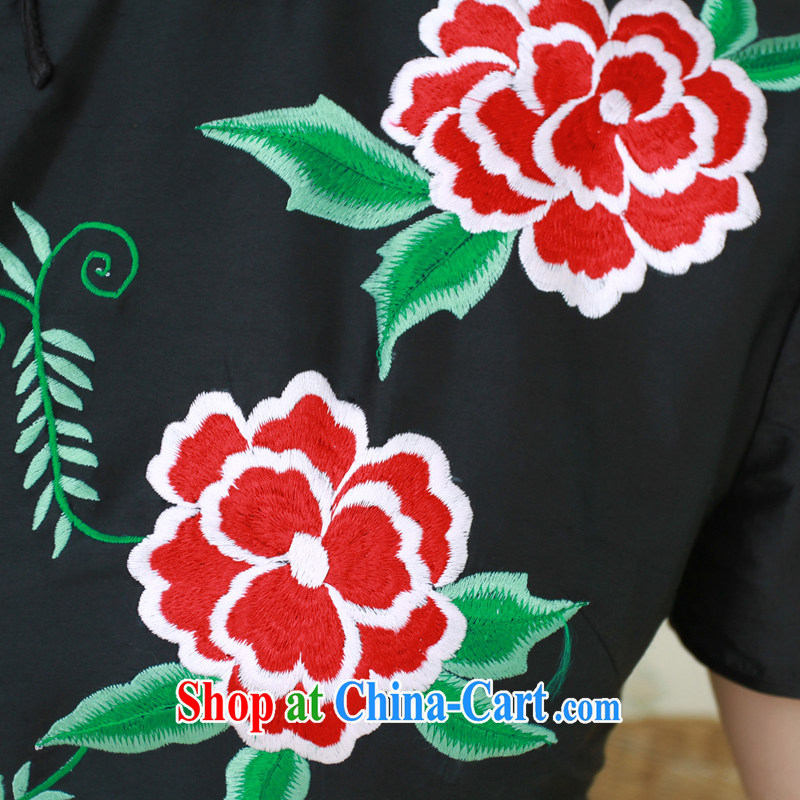 once and for all, black embroidered cheongsam dress improved short cheongsam double-palace Silk Cheongsam dress with autumn Advanced Custom Black tailored 20 Day Shipping, once and for all (EFU), and, on-line shopping