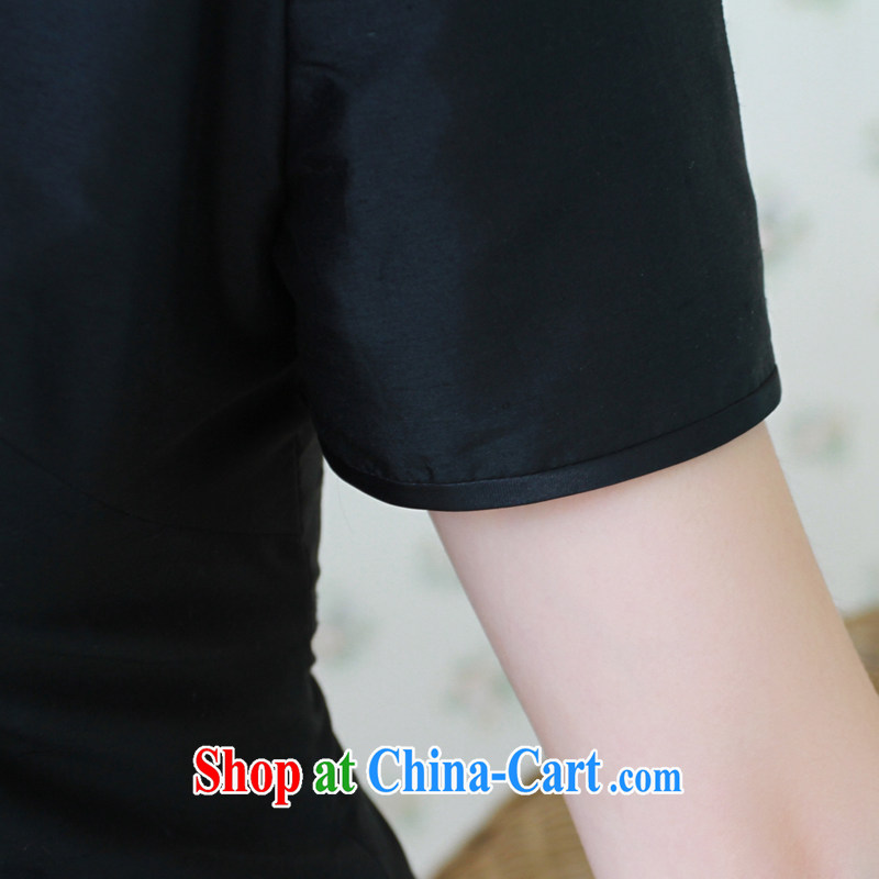 once and for all, black embroidered cheongsam dress improved short cheongsam double-palace Silk Cheongsam dress with autumn Advanced Custom Black tailored 20 Day Shipping, once and for all (EFU), and, on-line shopping